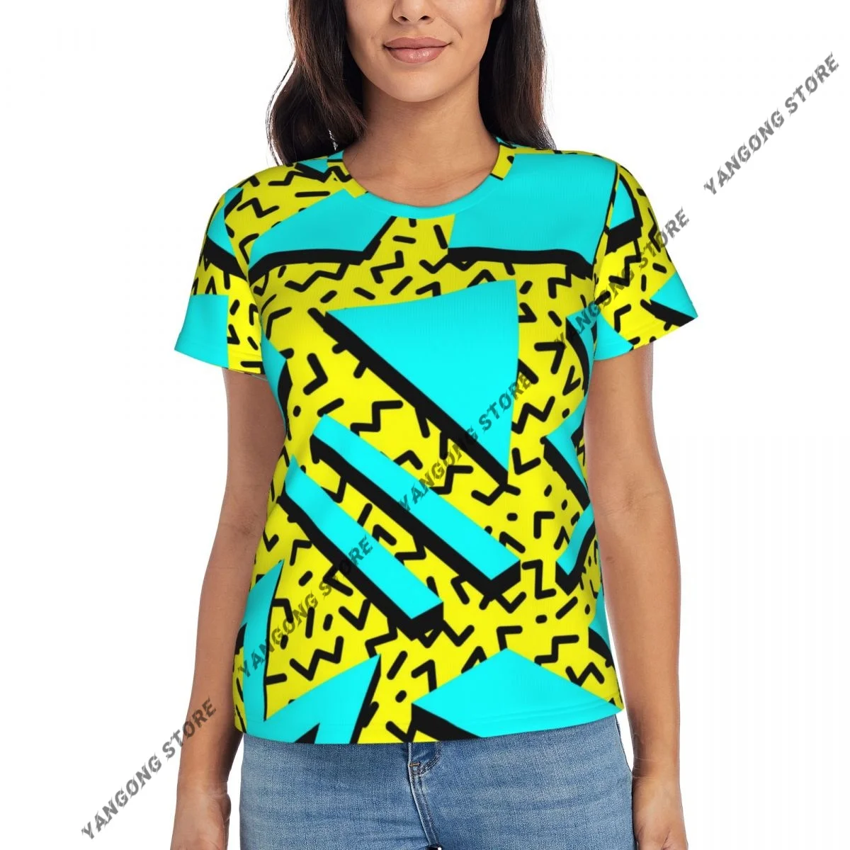 Frauen T-shirt damen lässig Retro Memphis Stil weibliche T-shirt kurzarm T-shirt sommer dünne tops