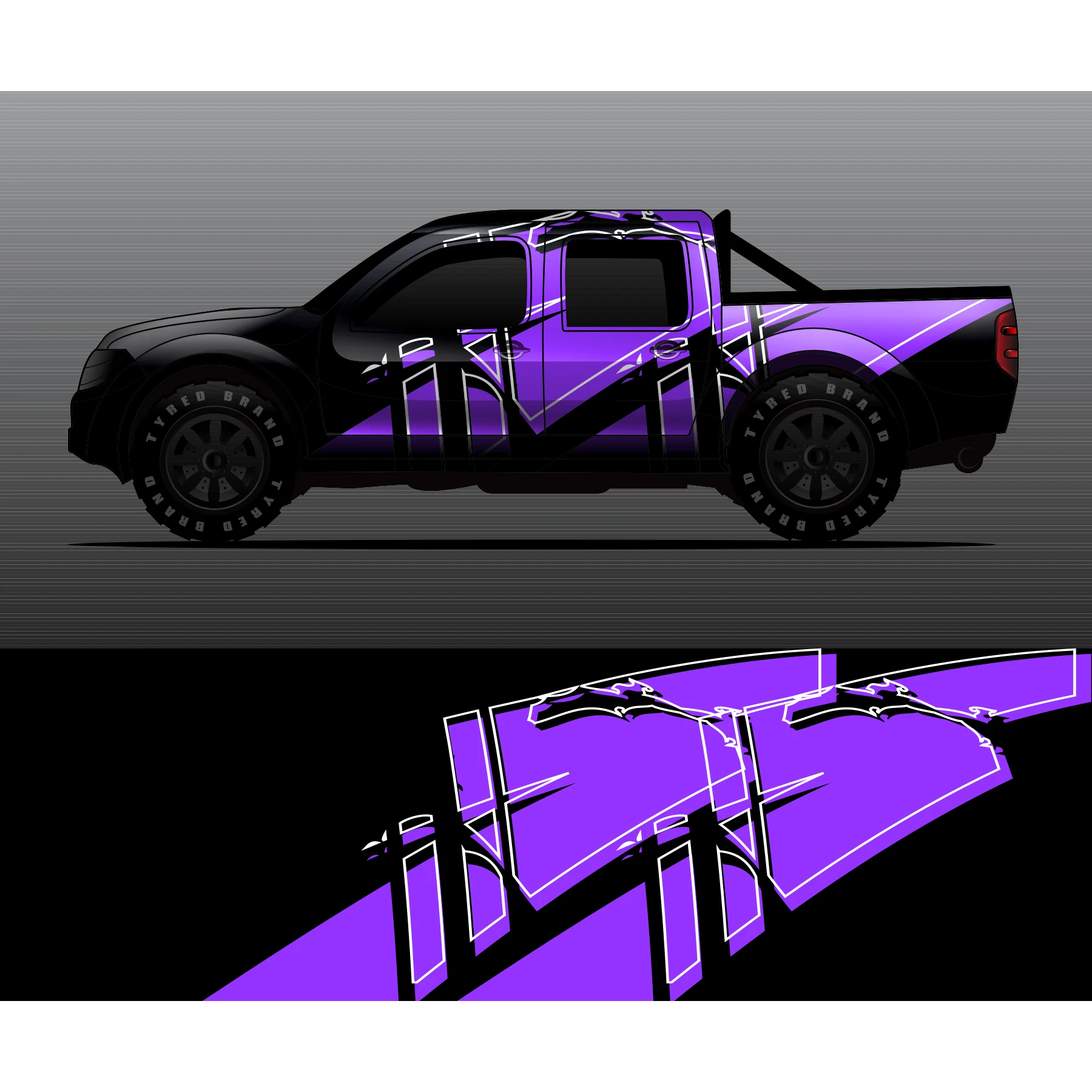 Purple Pickup Sticker Car Full Wrap Sticker Car Decal Decorative Cut Body Racing Graphic Decal Vinyl Wrap Modern Design