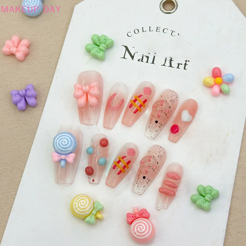 5pcs Bow Lollipop Shaped Nail Decoration Stereoscopic Nail Accessories Nail Painting Nail Salon Nail Artists