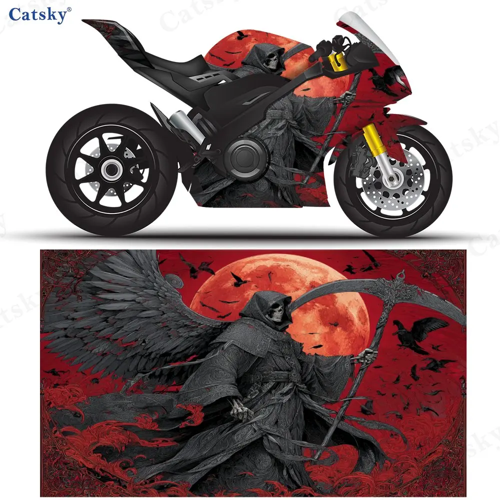 Black Robe Sickle Death Reaper Motorcycle Sticker, Detachable Sticker, Universal For Motorcycles, Durable And Scratch Resistant