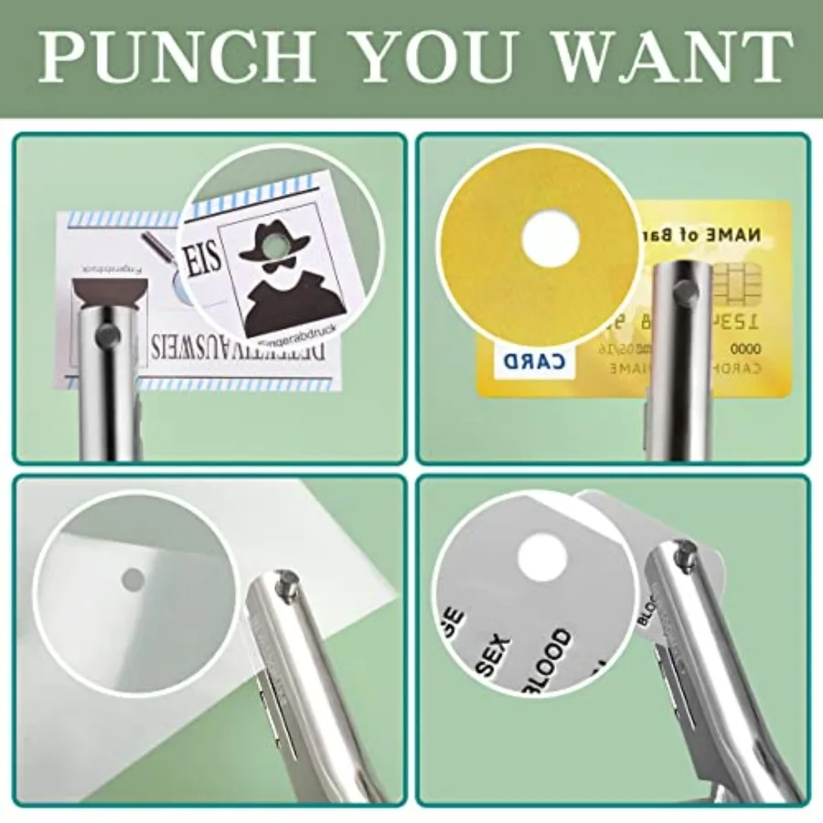 Heavy Duty Hole Punch 1 4 Inch Single Hole Punch with 2 Inch Reach Deep Throat for Paper ID Cards PVC Tags Plastic Cardboard Ap