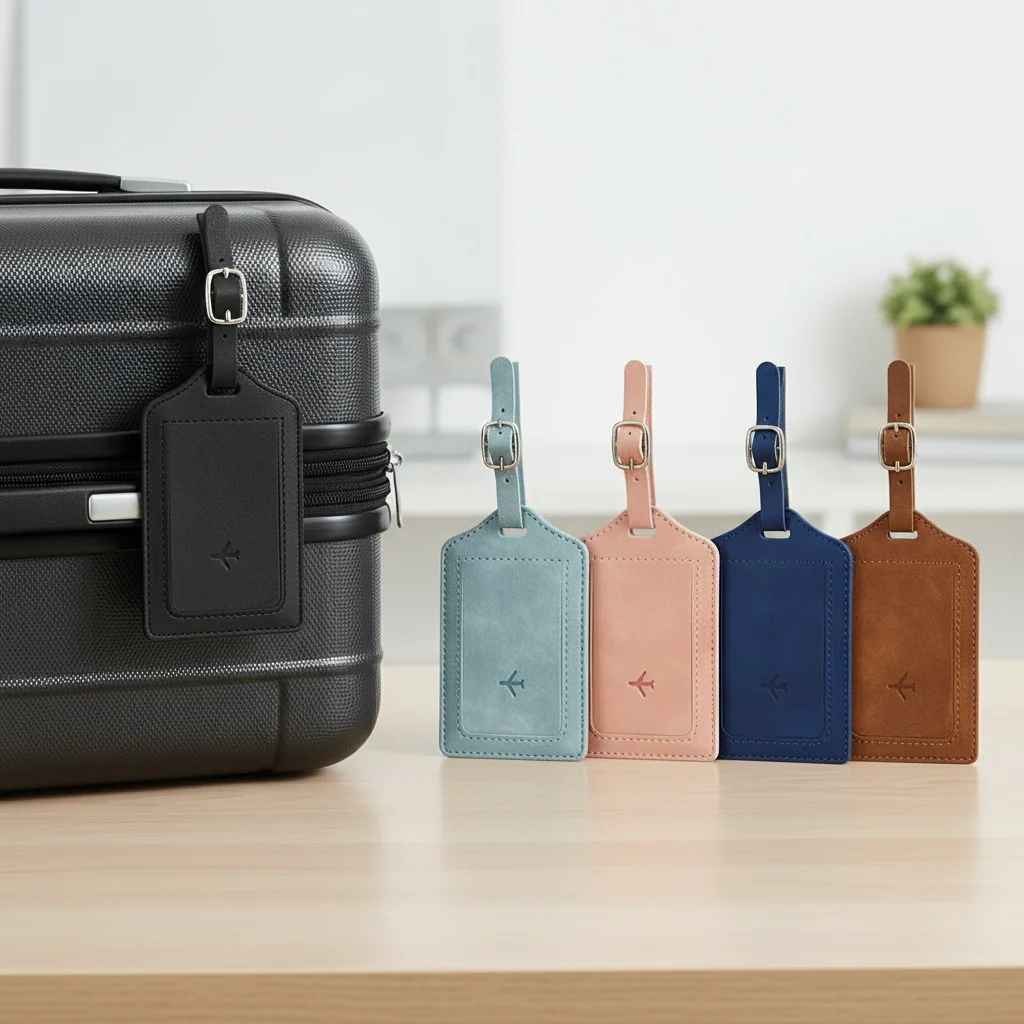 10 Color, Fashion Leather Luggage Tag with Signature Paper Travel Boarding Tags Universal Portable Travel Accessories Men Women