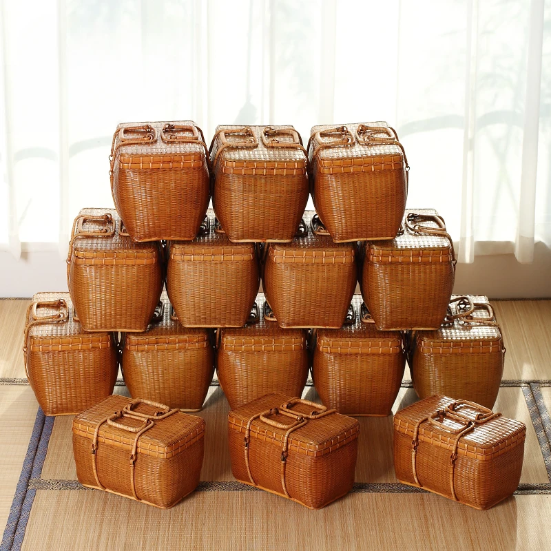 bamboo handicrafts handicap tea box, bamboo , portable  cage, ceremony accessories, storage bag, fine weaving