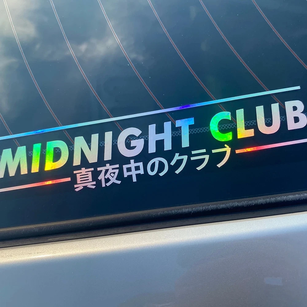 Car Stickers for Japanese Style MIDNIGHT CLUB Text Words Tape Auto Window Tail Triangle Vinyl Windshield Electric Applique