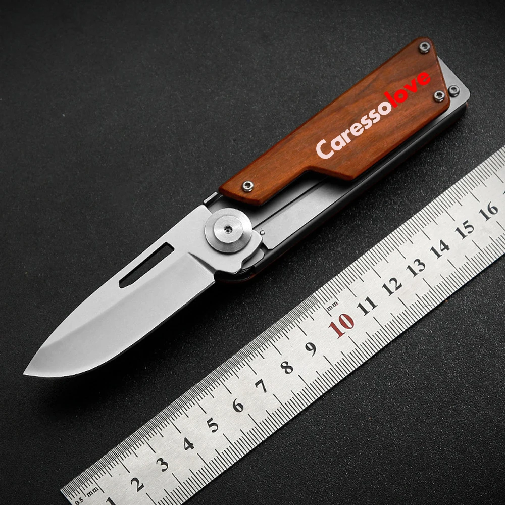 Wooden Handle Folding Knife Multipurpose Pocket Utility Knife Outdoor Jackknife Camping Work Knife Express Paper Box Cutter