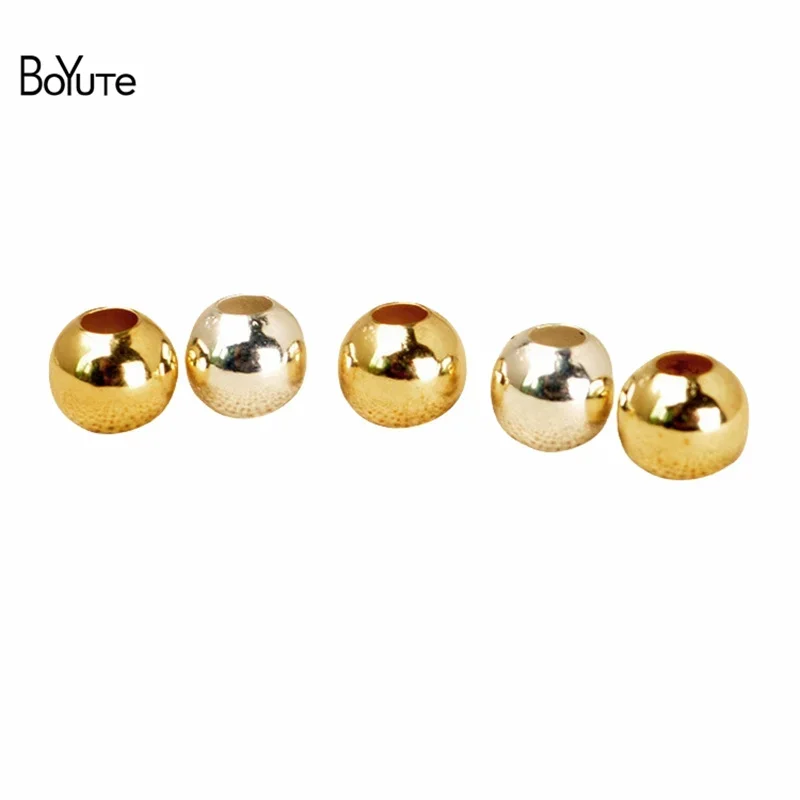 BoYuTe (1000 Pieces/Lot) 3MM 4MM Metal Brass Loose Bead Hollow Beads DIY Beaded Jewelry Accessories Factory Wholesale