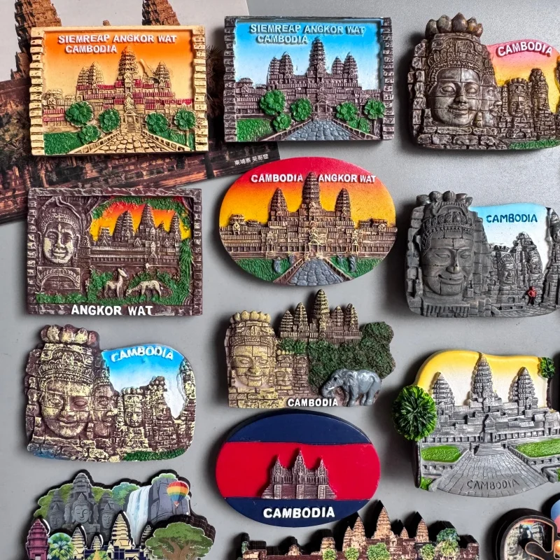 Cambodian Refrigerator Magnets Angkor Wat Tourist Souvenirs Siemreap Fridge Sticker Khmer Buddha Statue Elephant Southeast Asia view 4