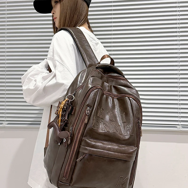 2026 New PU Leather Women Backpack With High Appearance And Large Capacity Solid Color Simple And Casual Backpack