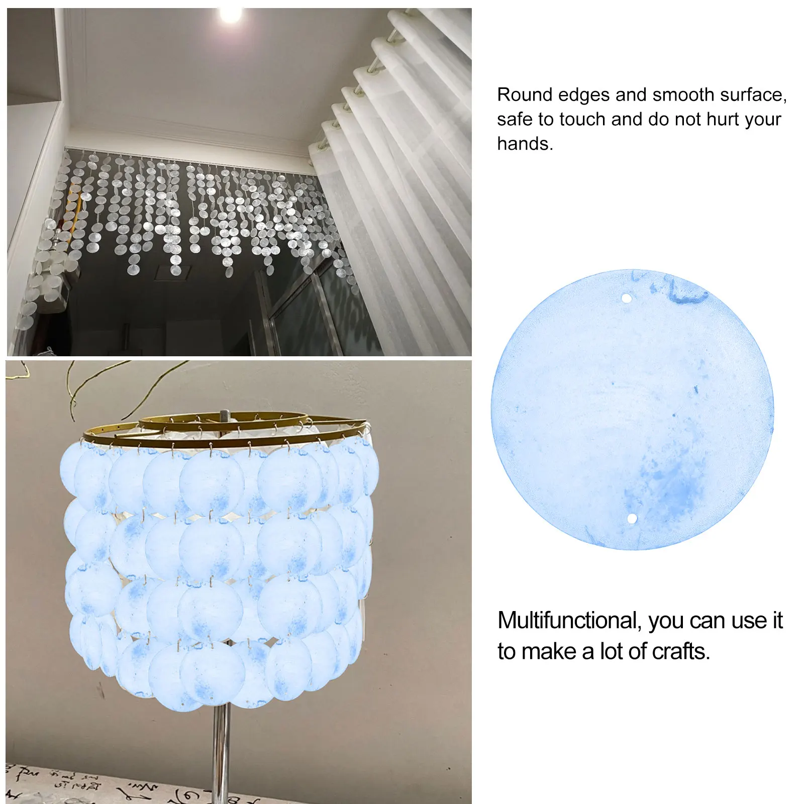 

100 Pcs 5cm Double Hole Shell Slices Round Shells Pieces Smooth DIY Craft Accessories Jewelry Pendant Wind Chime Decor