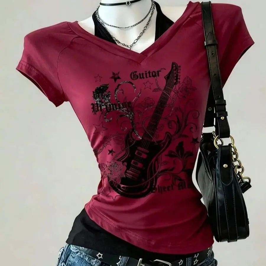 Y2k crop aesthetic sweet and sexy vest women's sleeveless casual anime printed vest Harajuku red full outfit Millennium 2000s