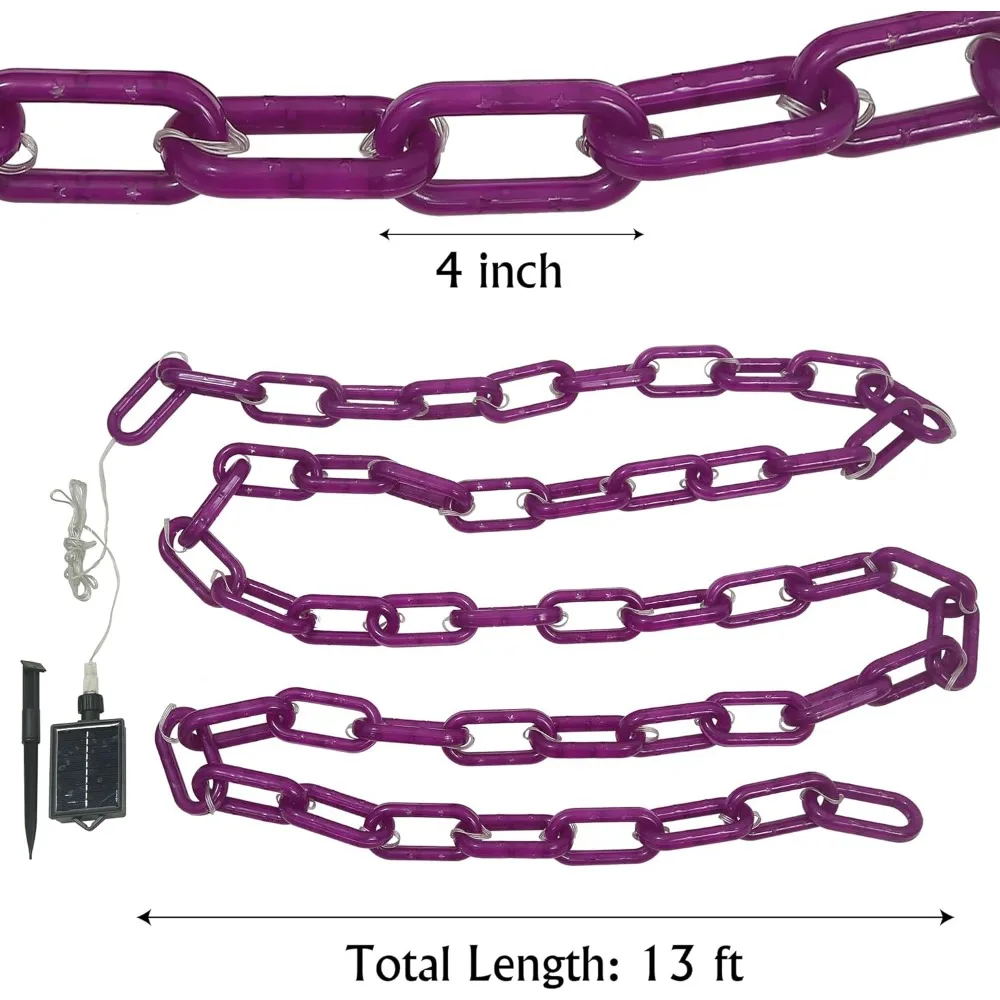سلسلة إضاءة أرجوانية تعمل بالطاقة الشمسية بطول 13 قدمًا 200 مصباح LED مع 8 أوضاع لديكور رعب الهالوين