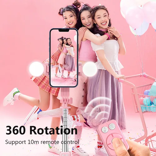 Imagen 2 del producto Soporte de palo de Selfie inalámbrico B12 con trípode extensible remoto Bluetooth ligero para iPhone teléfono móvil Tiktok transmisión en vivo