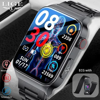 2024 new blood sugar monitor health smart watch men ECG+PPG blood pressure measurement IP68 waterproof sports smartwatch men