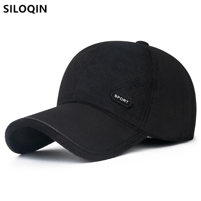 

New Winter Plush Thickened Warm Baseball Caps For Men Windproof Coldproof Earmuffs Hats Cycling Sports Ski Cap Dad's Cotton Hat