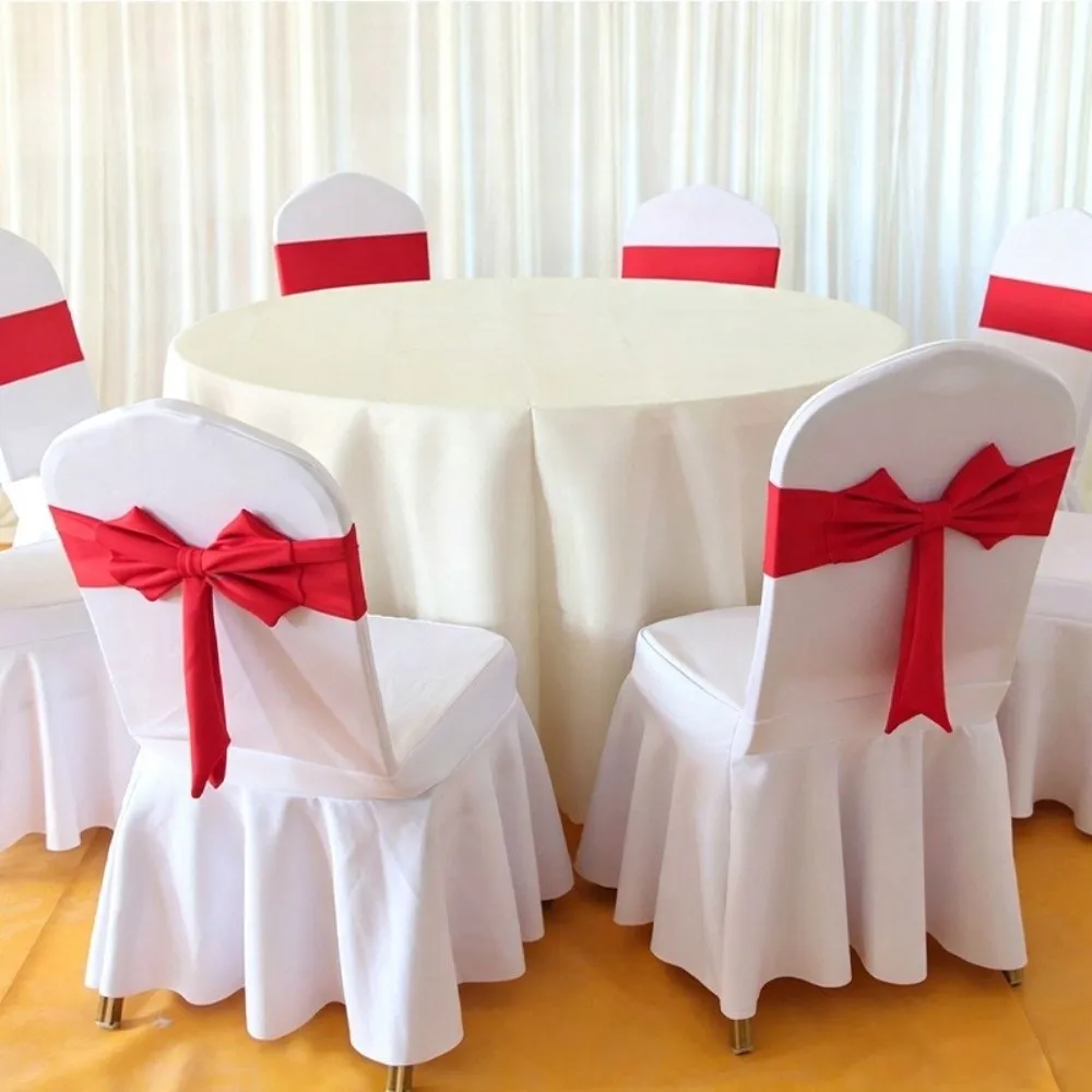 Stretch Fabric Stretch Chair Sashes Pretied Bow No-tie Fastening Elastic Chair Back Decor Elastic Design Chair Back Decor