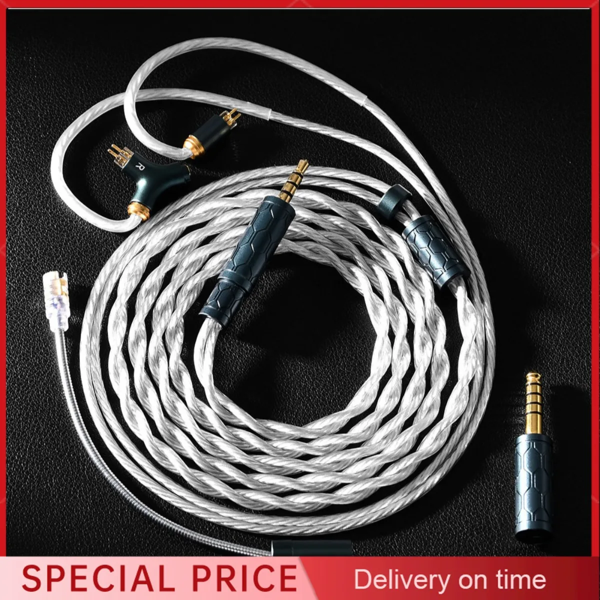 Kinera Gramr Pro Earphone Cable with Detachable Boom Microphone 3.5mm 4.4mm Plug 0.78mm MMCX IEMs for Gaming Esports Headset