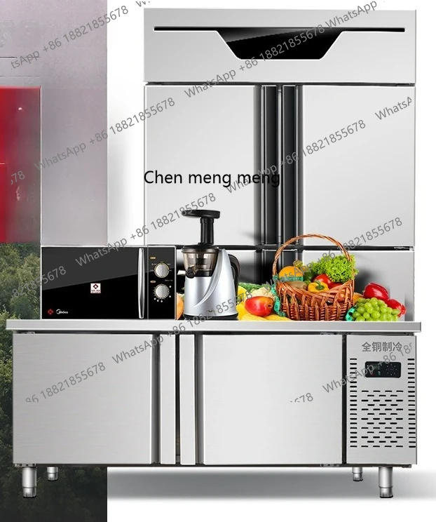 Kühlwerkbank aus gewerblichem Kühlschrank. Gefrorener horizontaler Gefrierschrank. Süßwasserausrüstung. Doppeltemperatur