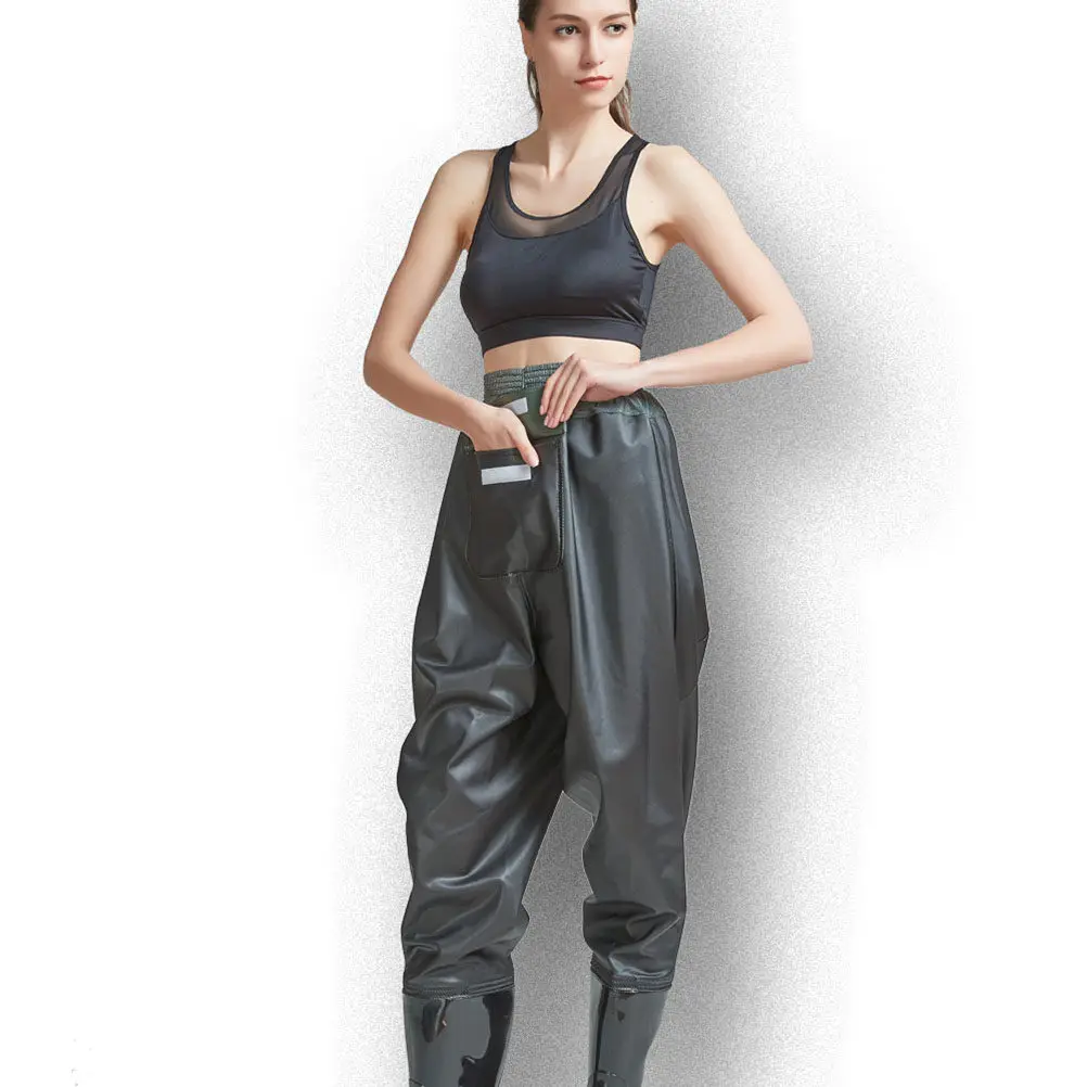 

Дышащие брюки-полукомбинезон для рыбалки, черно-зеленые, размер 41, с нескользящей подошвой, легкие, для активного отдыха