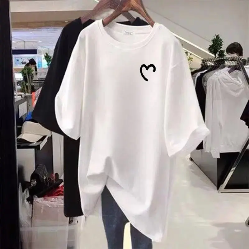 

Plus Size Street Casual Loose T Shirts Summer New Short Sleeve Solid Color Youth Simplicity Tops Vintage Fashion Women Clothing