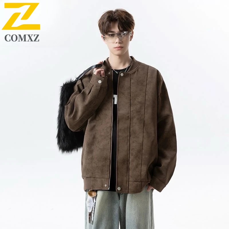 

COMXZ Мужская куртка Повседневная куртка с воротником-стойкой и воротником-стойкой для пешего туризма Легкая ветровка для приключений Износостойкая осенняя одежда