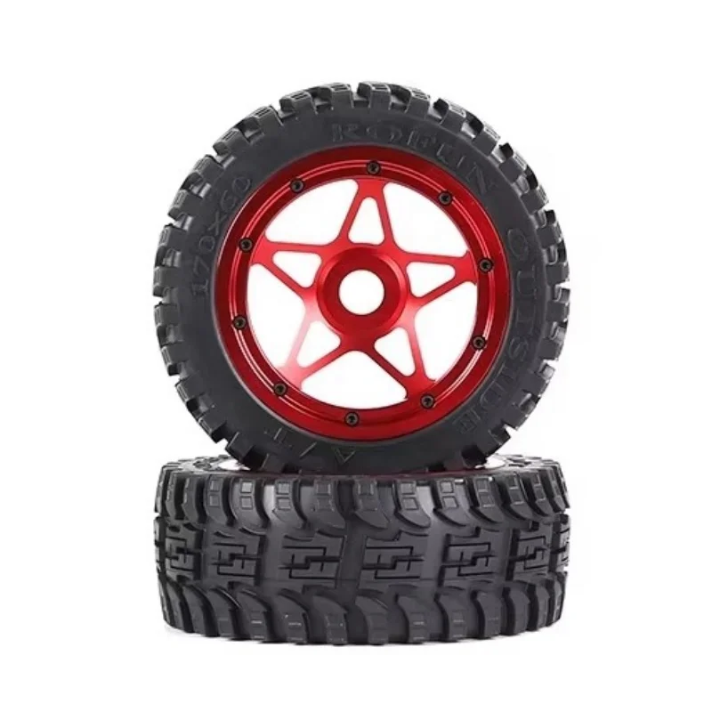 Rovan 170*60 Front Heavy Duty On-Road Mounted Tires with CNC Aluminum Wheel Hub for 1/5 HPI Baja 5B SS 2.0