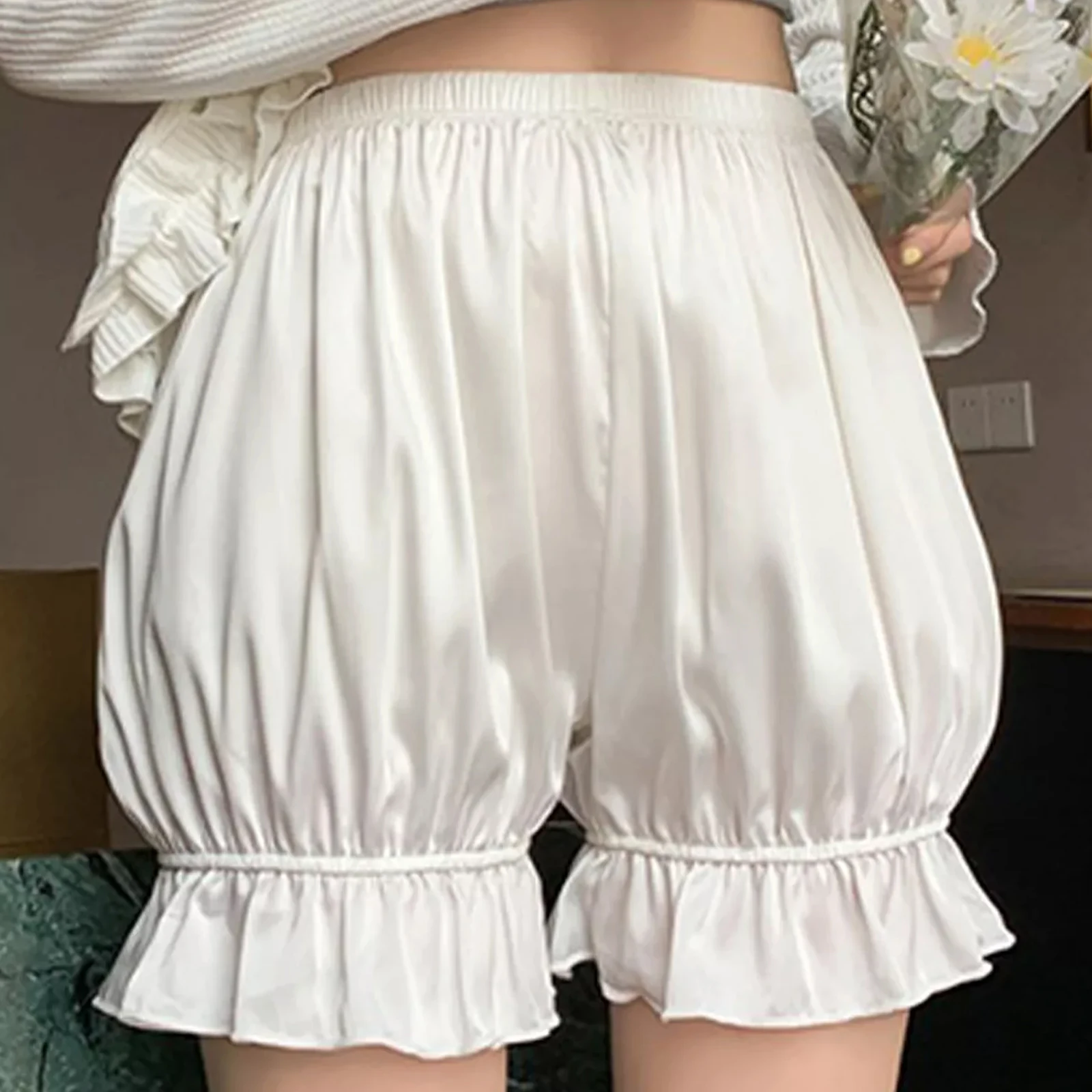 Fashion Women's Lantern Shorts Solid Color Elastic Waist Short Pants Summer Aesthetic Shorts Y2k Clubwear