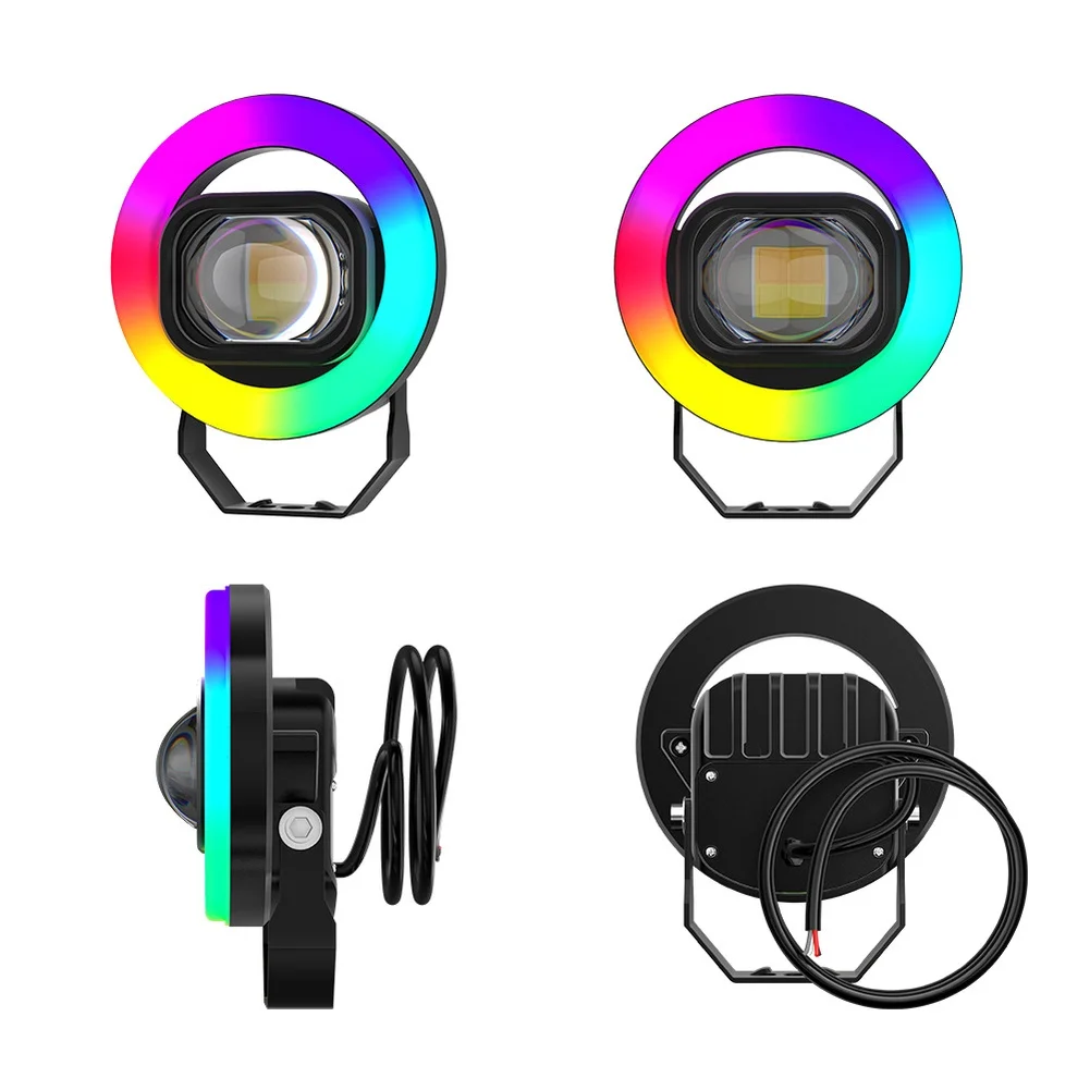 Dual LED Motorcycle Light Night Riding Dual- Lighting RGB Ambient Effect Easy Installation For SUV For ATV Dual