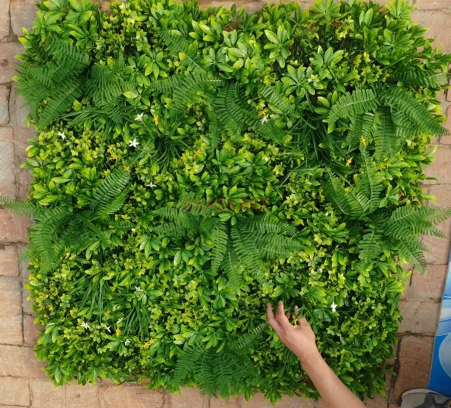 1pcs Green plant wall simulation, plant lawn wall decoration, balcony plastic artificial turf wall hanging