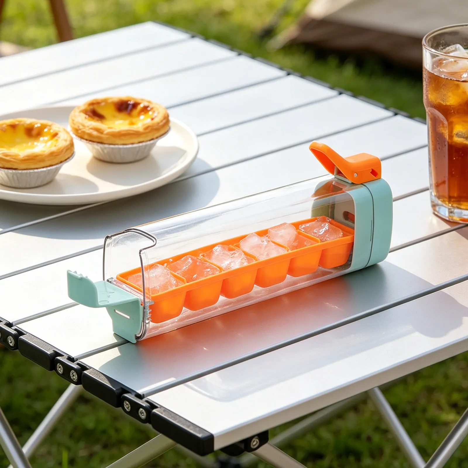 Silicone Ice Cube Tray with Lid Easy Release Stackable Mini Ice Mold for Freezer Picnic Camping