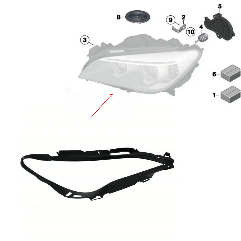 Applicable to 7 Series F02 F01 760 740 750 Sealing gasket for the rubber strip on the headlight Lamp eyebrow decorative strip