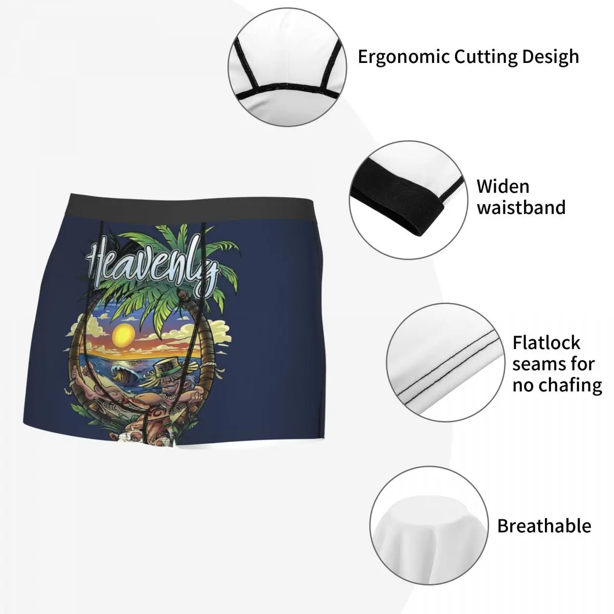 Modello di fumetti retrò con slip Boxer da uomo con rullo a mano di palma, biancheria intima altamente traspirante, pantaloncini con stampa 3D di alta qualità