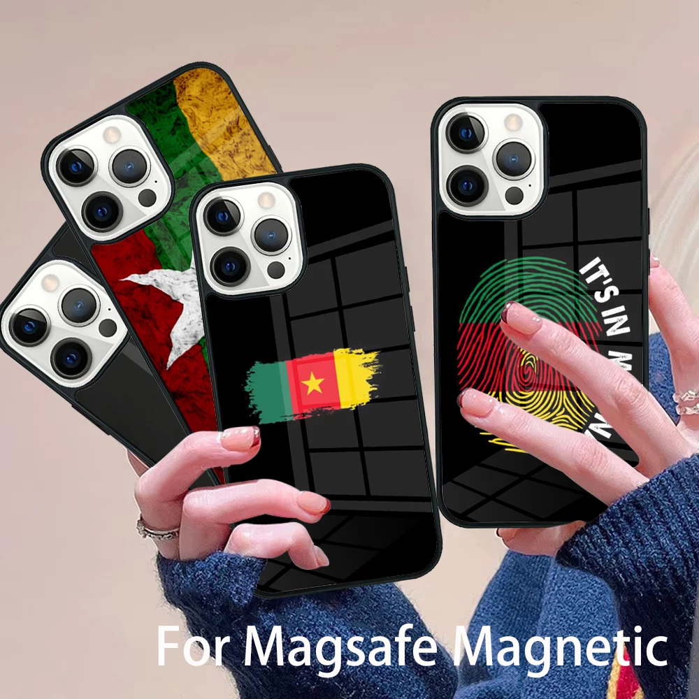 

Cameroon Flag Coat of Arms Theme Phone Case Magesafe Magnetic Wireless Cover For IPhone 16 11 12 13 14 15 Pro Max Plus Mini