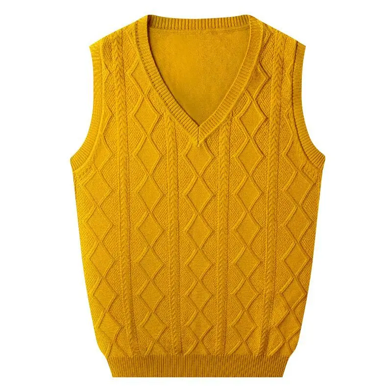 Gilet en maille à col en V pour adolescents, pull ample sans manches, gilet d'uniforme scolaire pour étudiants, hauts d'automne et d'hiver.