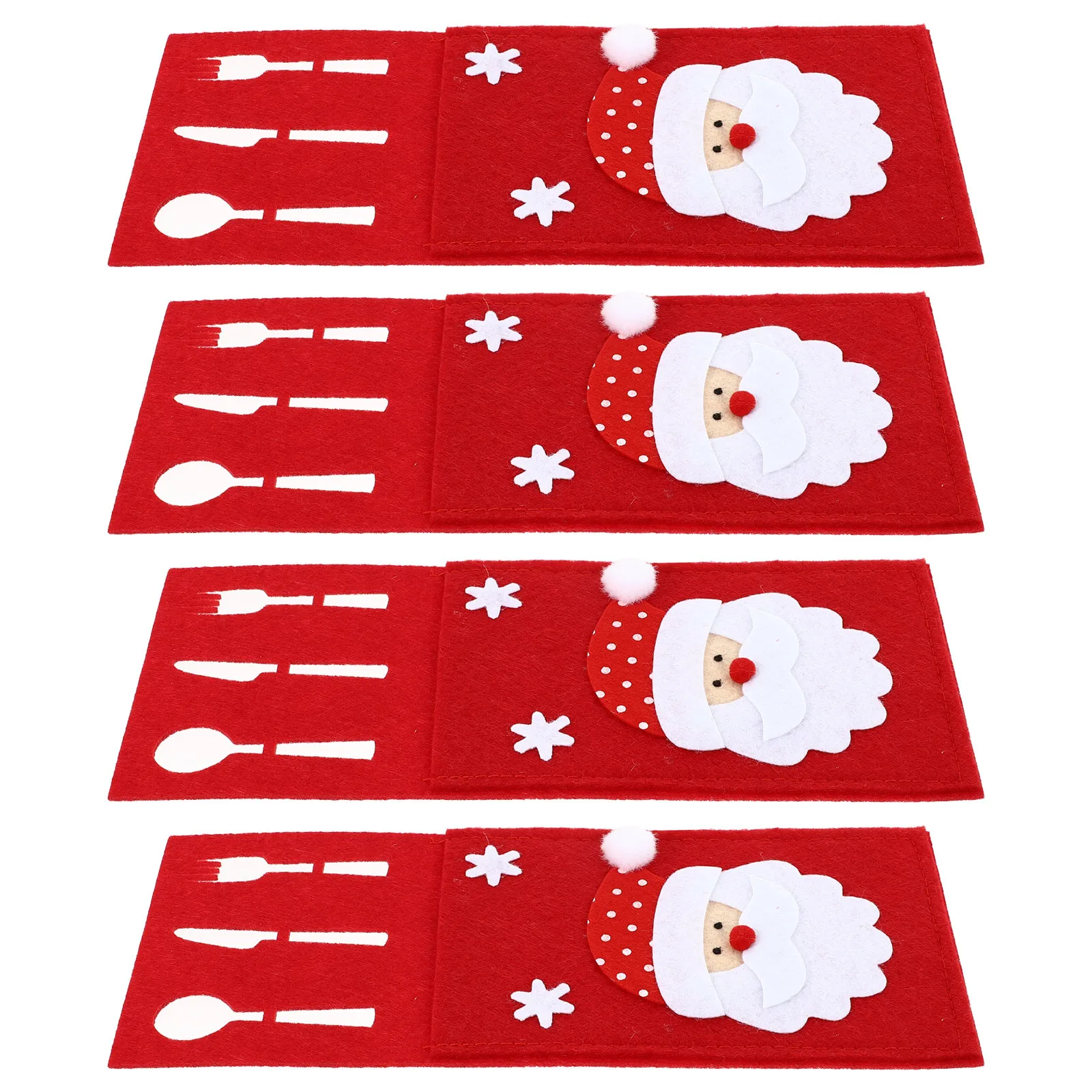 

4Pcs Xmas Themed Cutlery Cover Premium Material Tableware Pocket Silverware Holder Christmas Dinner Decoration