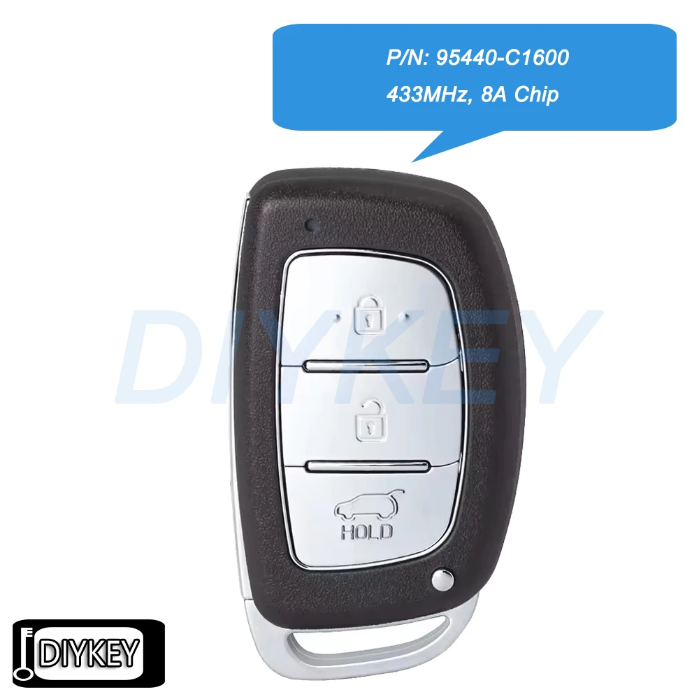 3 Buttons Smart Remote Car Key Fob 433MHz 8A Chip Replacement for Hyundai Sonata 2018+ P/N: 95440-C1600, FCC ID: CCAL14LP0120T2