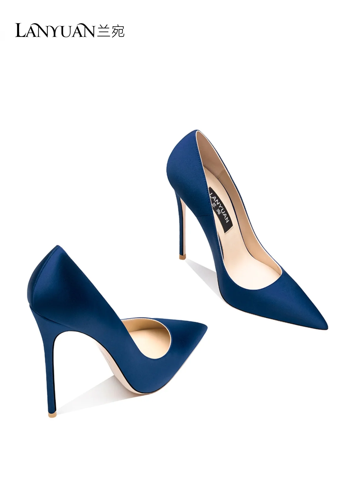 

Dark Blue Silk Women Pumps Top Quality High Heels for Wedding Party Elegant Ladies Evening Shoes Stiletto Heel