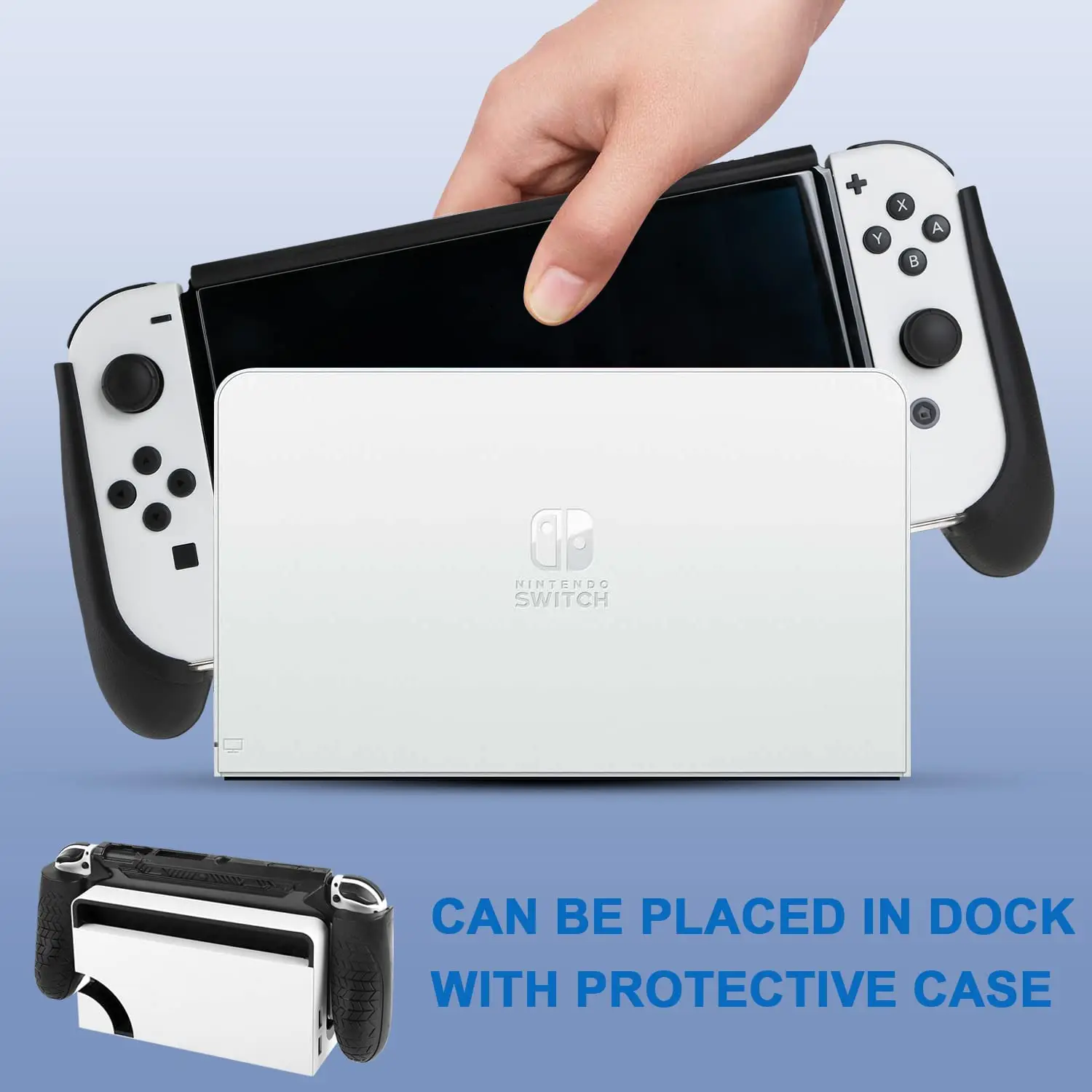 Ergonômico Hand Grip Dockable Case Atualizado Capa Protetora À Prova de Choque Shell Comfort TPU Long Grip Para Nintendo Switch OLED