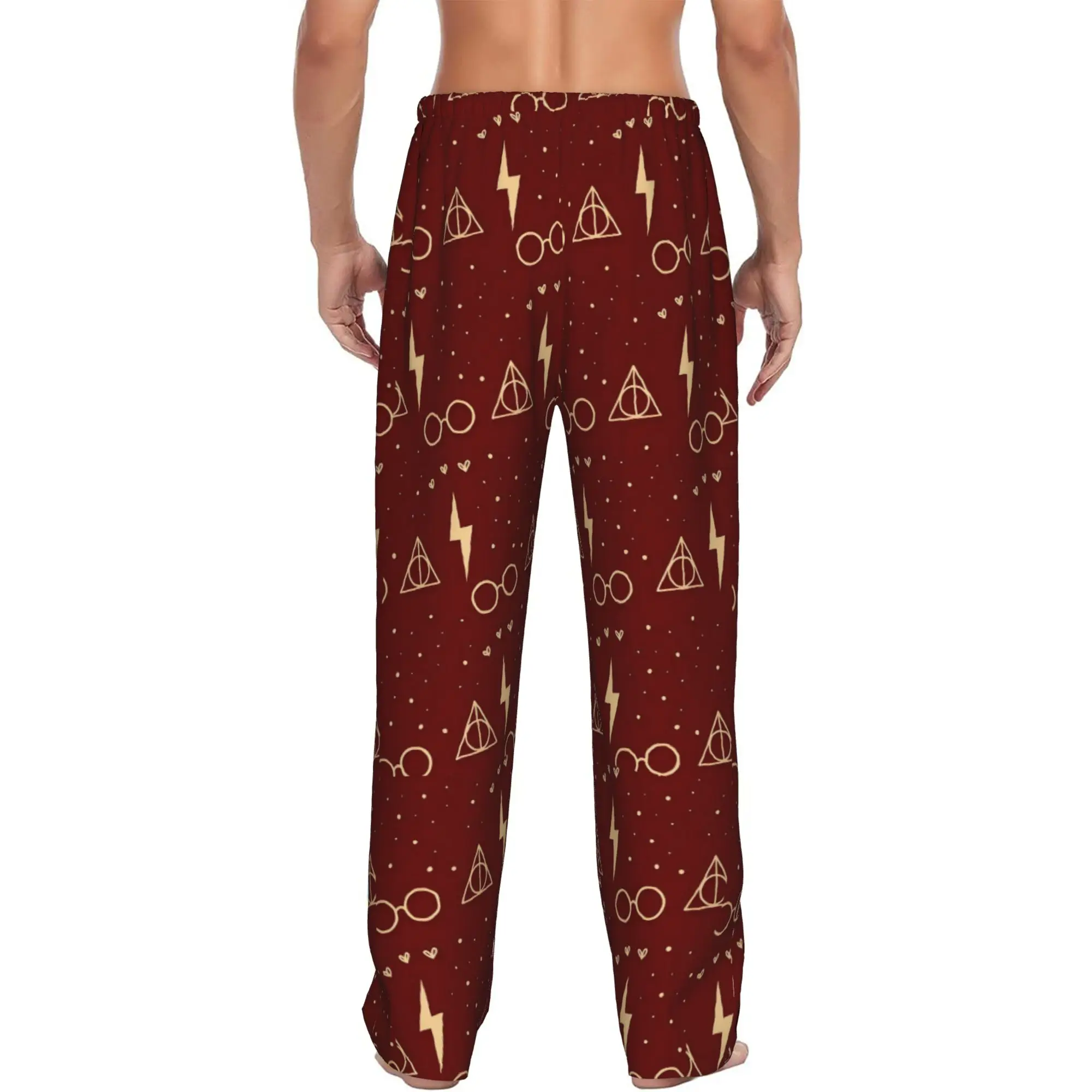 Custom H-Harryed Halloween Pajama Pants Men Magic School Lounge Sleep Stretch Sleepwear Bottoms with Pockets