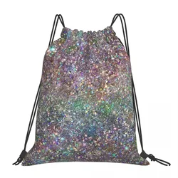 Rainbow Mixed Glitter Digital Art NOT REAL GLITTER Backpack Portable Drawstring Bags Storage Bag Book Bags For Travel School