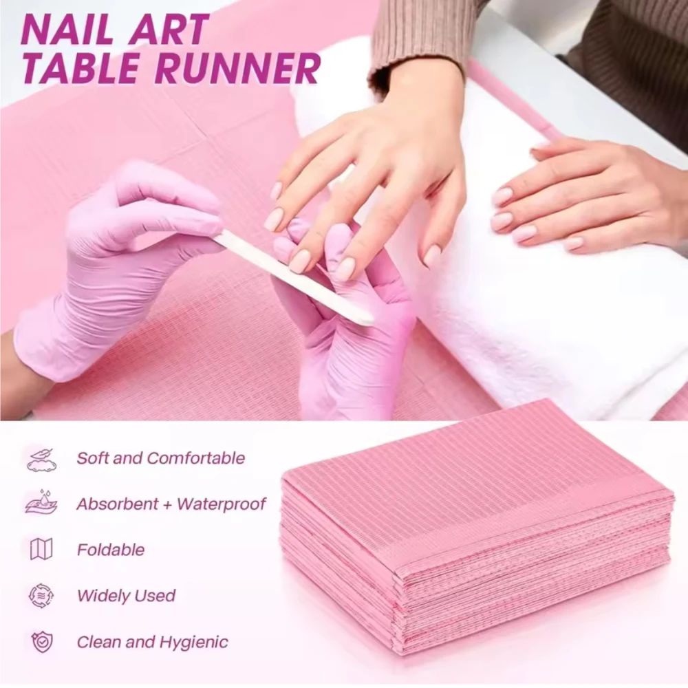 

Disposable Nail Mats Foldable Nail Paper Towels for 3 Ply Waterproof Nail Art Table Mats Clean Pads for Salon Manicure Tattoo