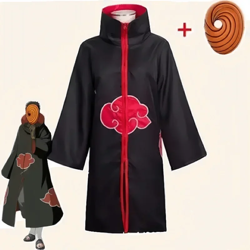 Halloween Uchiha Obito Cosplay Costume and Mask Cartoon Full Face Resin Party Mask Cosplay Props Best Gift for Anime Fans