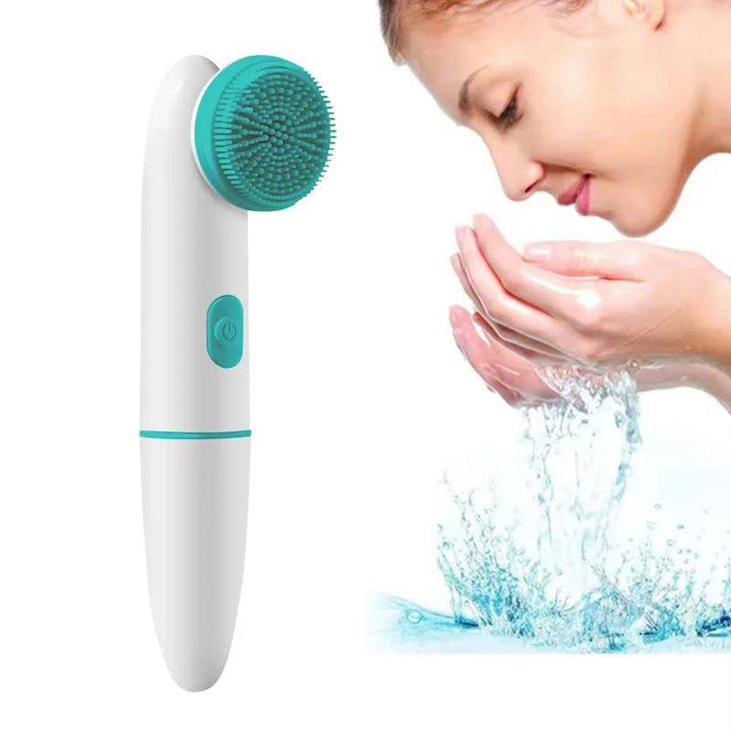 Escova de Limpeza Facial de Silicone 2 em 1 com Vibração Sônica de 2 Velocidades para Limpeza de Poros e Área dos Lábios