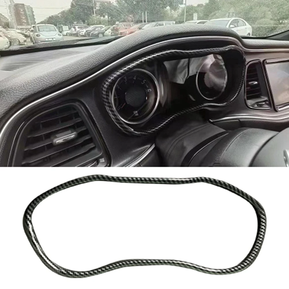 For Dodge Challenger 2016-2022 Car Instrument Panel Frame Trim Cover ABS Carbon Fiber Dashboard Decoration Strip Sticker