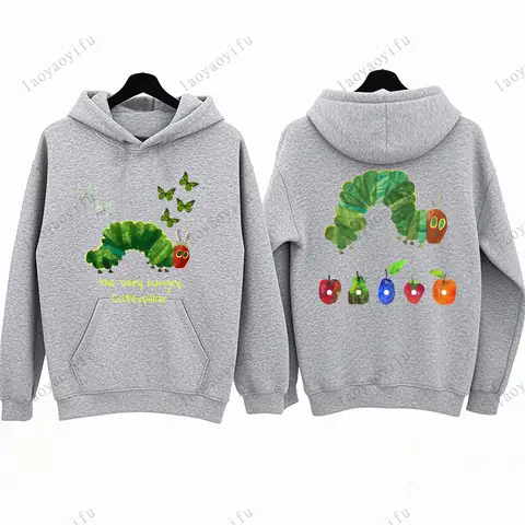 Hungrig larv tryckt huvtröja Den väldigt hungriga larven Estetiska kläder höst och vinter Håll varm tröja 6 best sales larvmän - №5