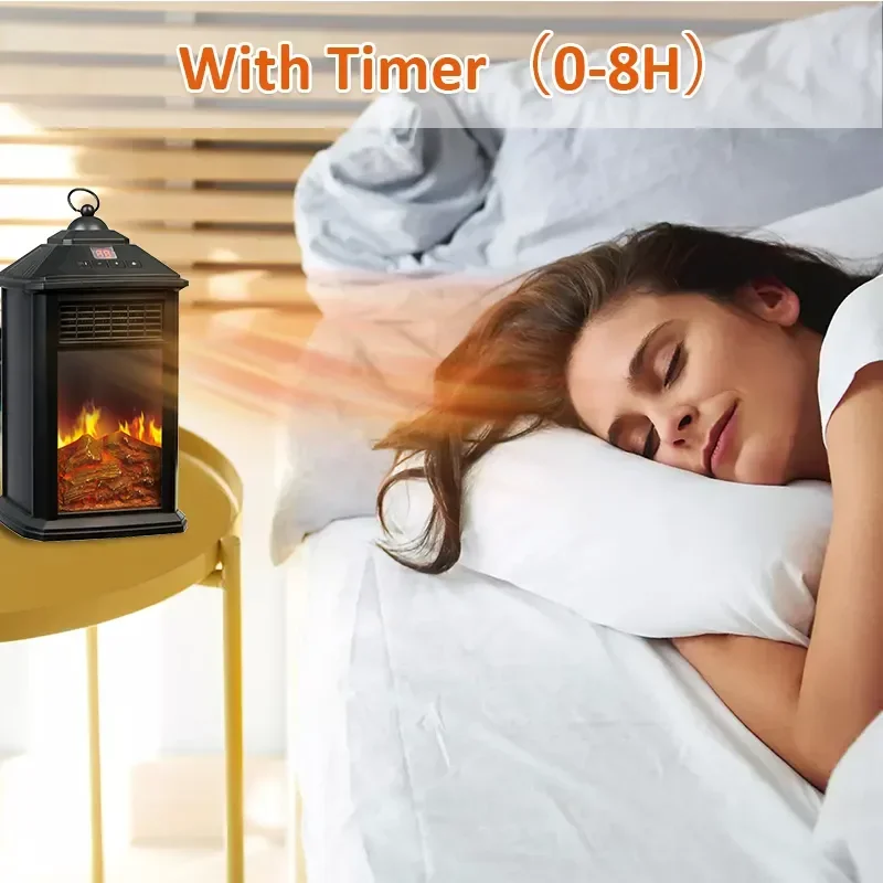 Modern Indoor Electric Fireplace with 3D Simulation Wood LED Display Remote Control French Langua for Household Use