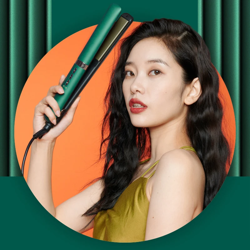 Youpin-مكواة تيتانيوم مسطحة احترافية ، جهاز فرد شعر بشاشة رقمية LCD ، مكواة تجعيد للتدفئة الفورية ،