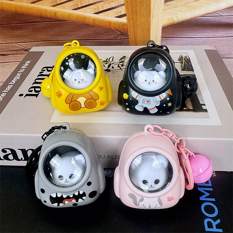 Creative Romantic Starry Sky Backpack Cute Little Bear Cat Glowing Small Night Light Astronaut Keychain Car Bag Small Pendant