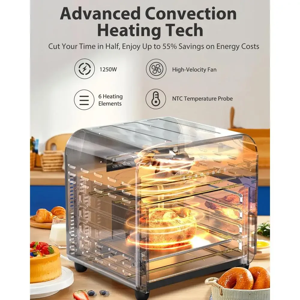 14QT Air Fryer Oven 8-in-1 Convection Toaster with Grill Roast Temperature Control Rapid Cooking 1250W Including Accessories