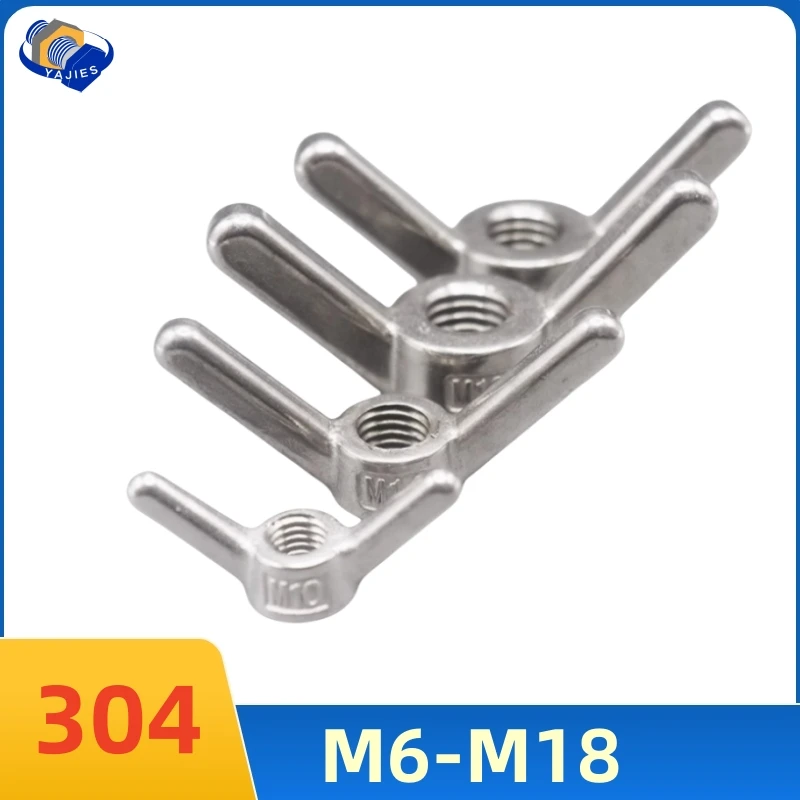 SS 304 Stainless Steel Wing Nuts Sheep Horn & Butterfly Wing Nut, Hand-Tighten Claw Nut Easy-Grip Thumb Screw for Quick Assembly