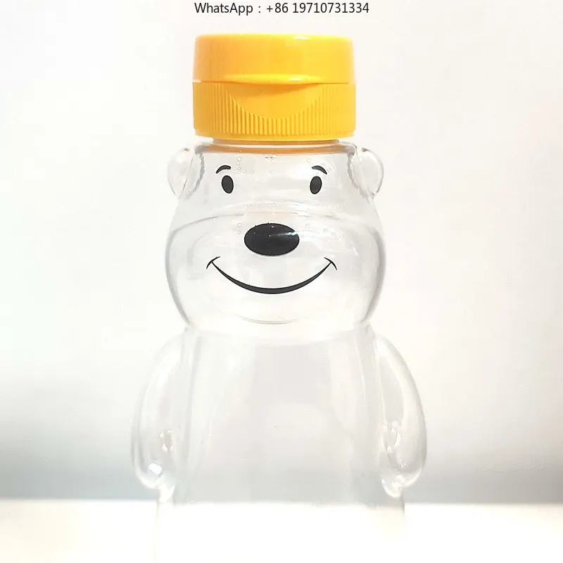 50PCS Lovely Bear Jar 180ml 8oz PET Honey Jar With Dripless Cover Beautiful Honey Jars Wedding Return Gift Shop Jars
